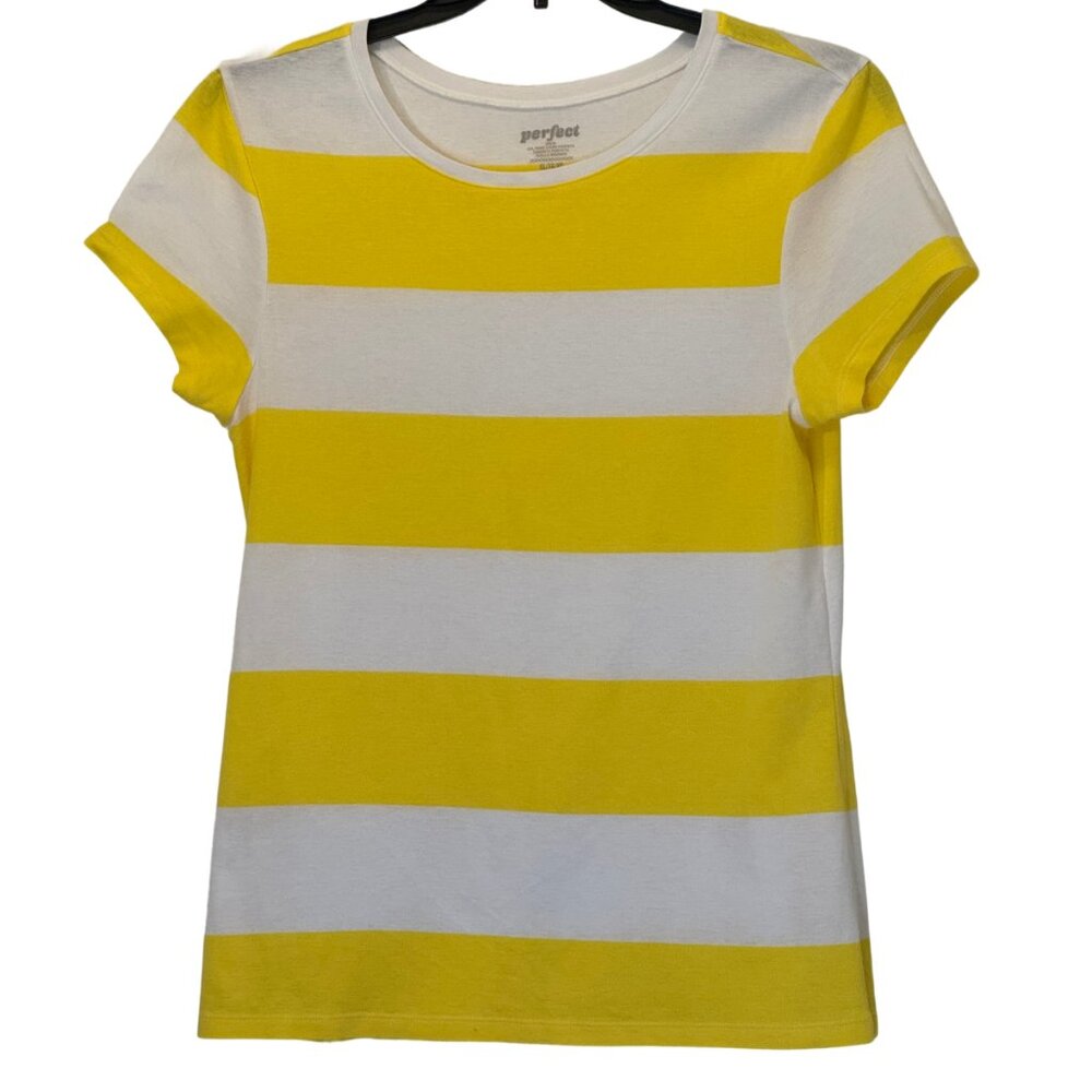 Women Perfect Bright Yellow & White Tee Shirt Size XL